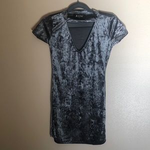 Gray Crushed Velvet Dress